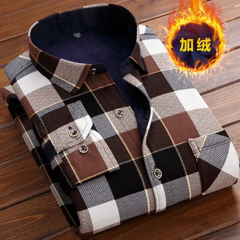 Hommes chemise polaire 2025 automne hiver mâle à manches longues chemise à carreaux épais doublé polaire doux décontracté flanelle robe chaude chemise L-5XL