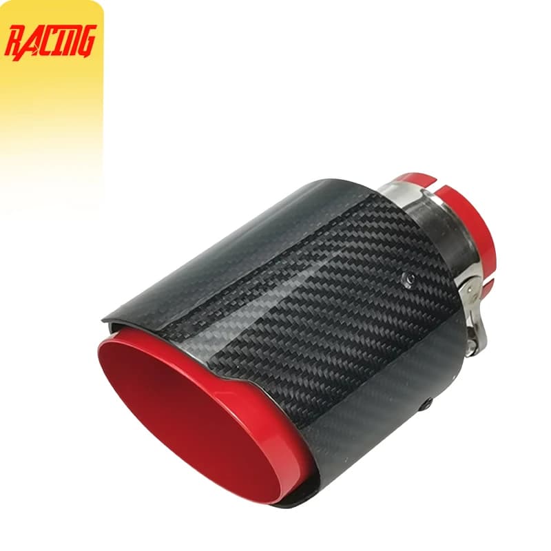 Embout de silencieux d'échappement universel, tube rouge, brillant, noir, carbone, bord droit, 1 pièce