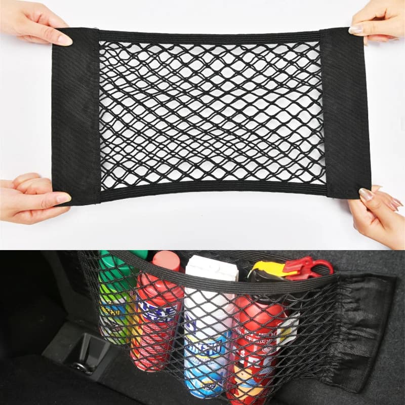 Filet élastique pour siège arrière de voiture, sac de rangement universel, autocollant magique