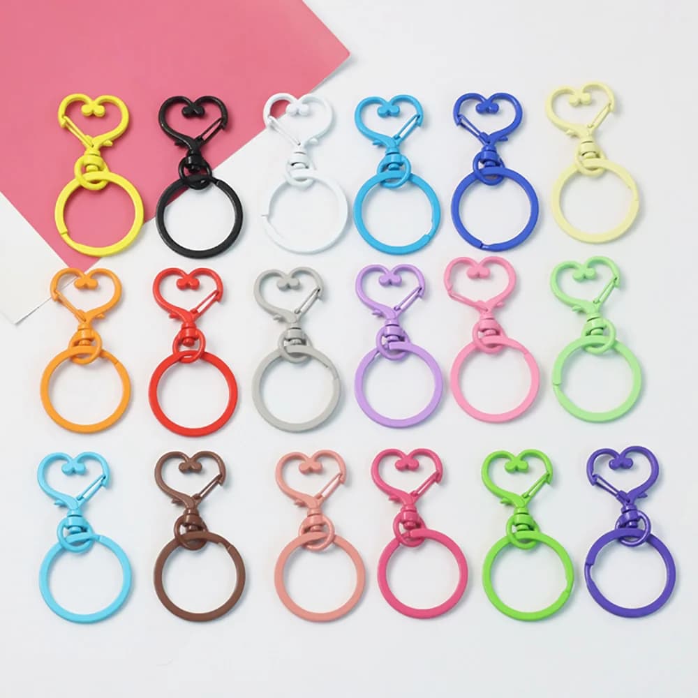 Porte-clés métallique en forme de cœur, fermoirs à homard, crochets, connecteurs pour sac, ceinture, résultats de bijoux, 5 pièces/lot