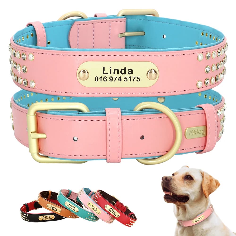 Colliers de chien en cuir PU personnalisés, collier de chien de compagnie en biscuits, étiquette d'identification personnalisée, nom gravé, téléphone pour petits et moyens chiens, PDPP