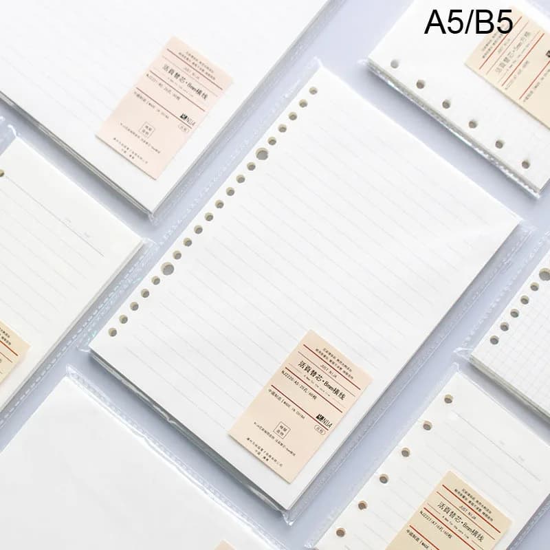 Recharge de carnet de notes à feuilles mobiles A5 B5, 60 feuilles, classeur à spirale Kawaii, Index à l'intérieur de la Page, grille à points, papeterie Connell vierge