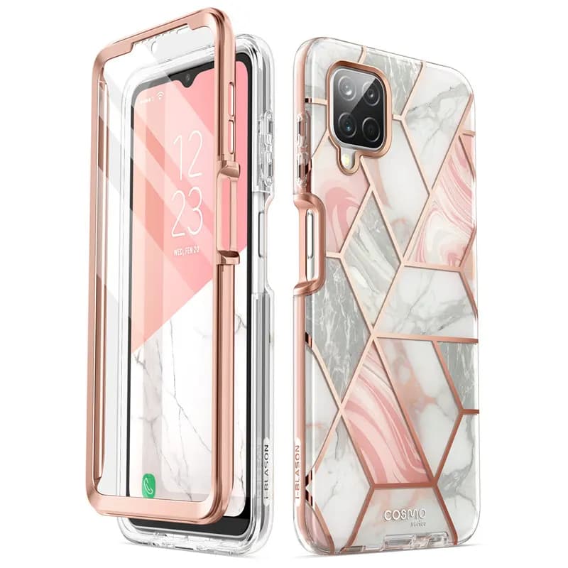 Pour Samsung Galaxy A12 Cas (Version 2020) I-BLASON Cosmo Full-Body Marbre Couverture Robuste Avec Protecteur D'écran Intégré