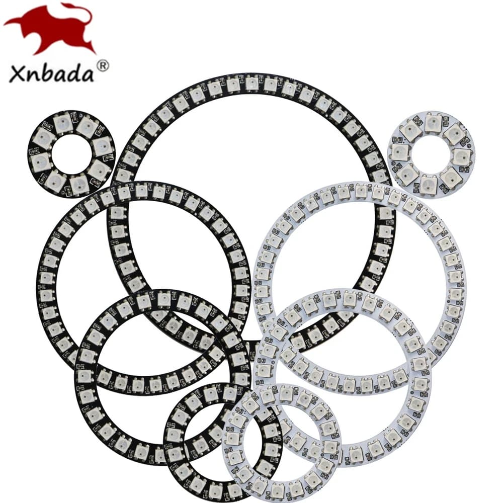 Anneau de pixels WS2812B 8/16/24/35/45 LED, Modules Led adressables WS2812 IC RGB, cercle Led rond polychrome DC5V