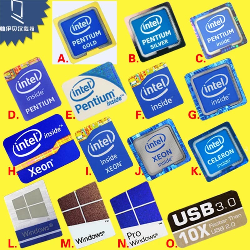 Autocollants décoratifs pour ordinateur, étiquette intérieure en or et argent, Pentium Xeon Celeron, DIY bricolage