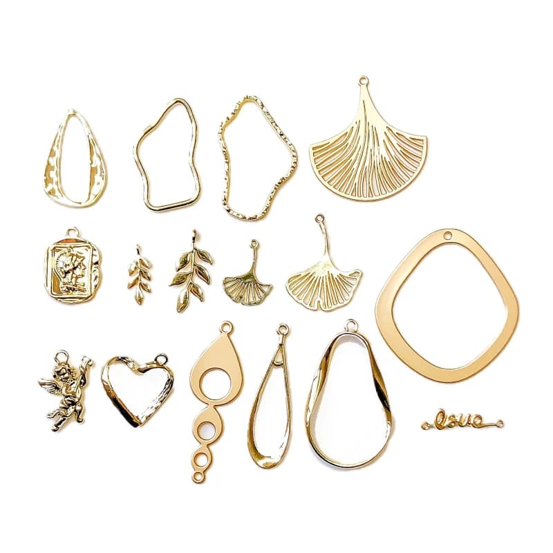 KC – composant de boucle d'oreille en or, feuille, pendentif en métal, accessoires, breloques de collier, matériel de fabrication, vente en gros de bijoux, 8 pièces