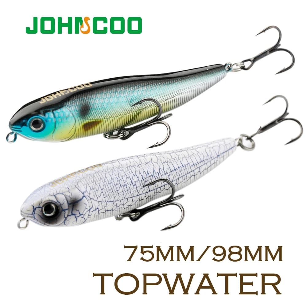 JOHNCOO – leurre rigide flottant de haute qualité, appât artificiel idéal pour la pêche en surface, au bar, au brochet ou à la promenade, 75/98mm