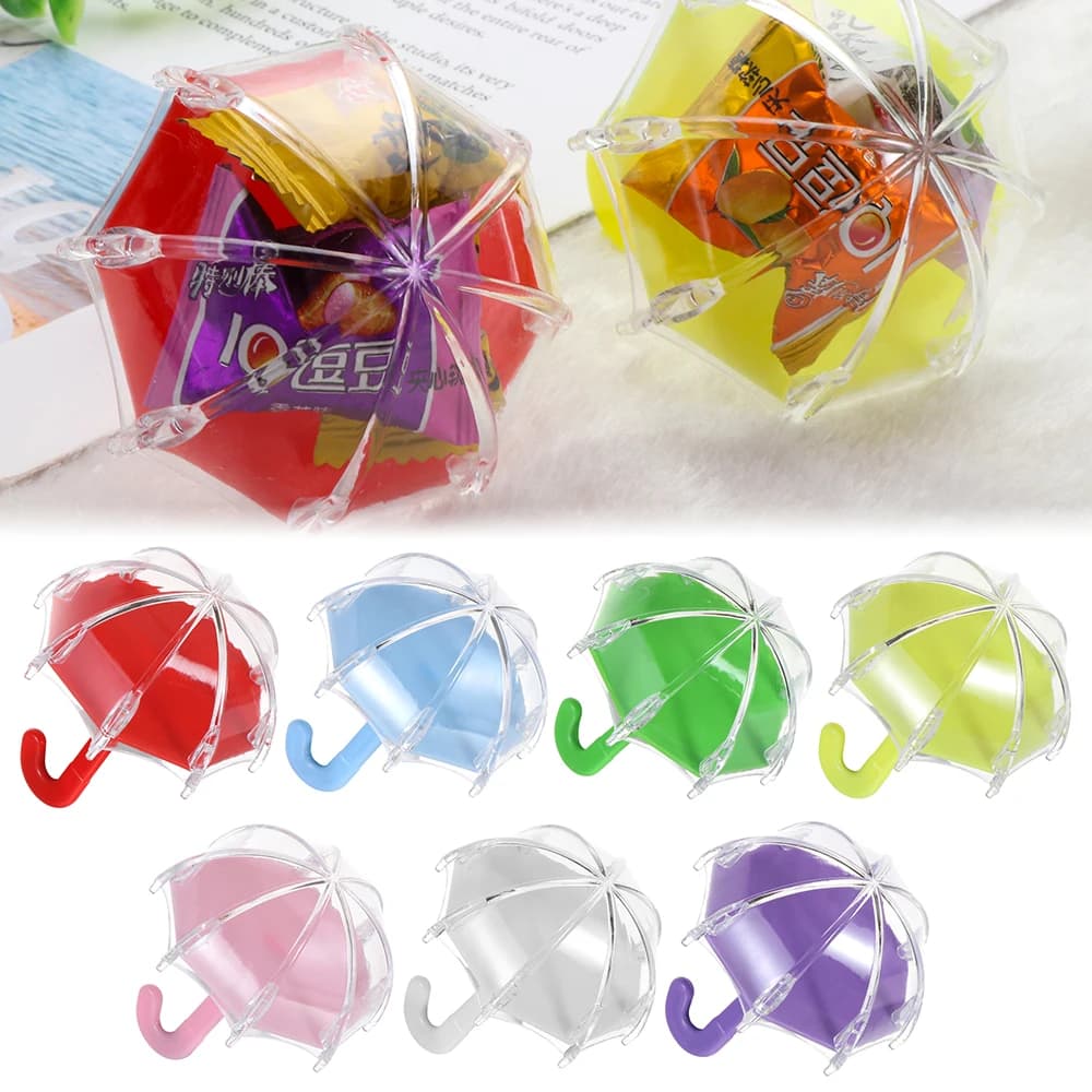 Parapluie en plastique Transparent 1 pièce, boîte à bonbons, pot à sucre, boîte de rangement, sac à biscuits, boîte-cadeau, décoration de la maison, fournitures de mariage