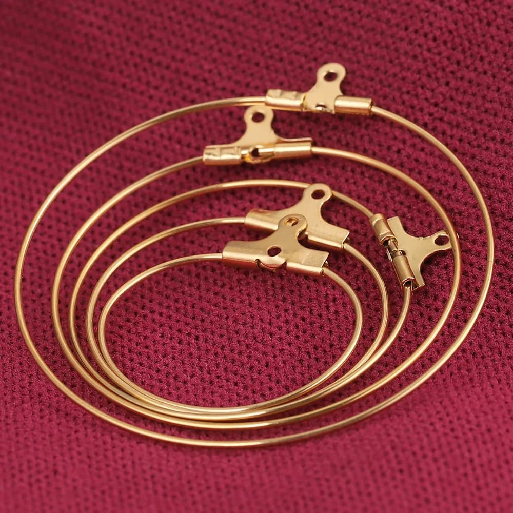Connecteur de crochets de boucle d'oreille en fil d'oreille en acier inoxydable doré, 10 pièces, pour bricolage, fabrication de bijoux, accessoires artisanaux, composants de cerceau