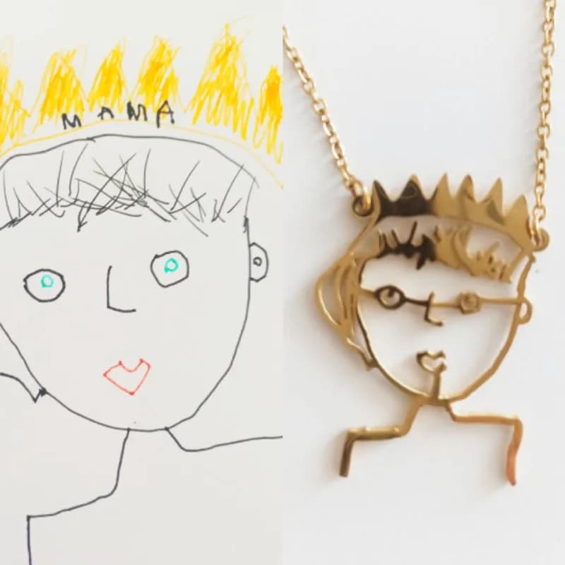 Collier de dessin d'images personnalisées pour enfants, pendentif de nom de conception de Logo personnalisé en acier inoxydable pour maman, bijoux cadeaux de famille