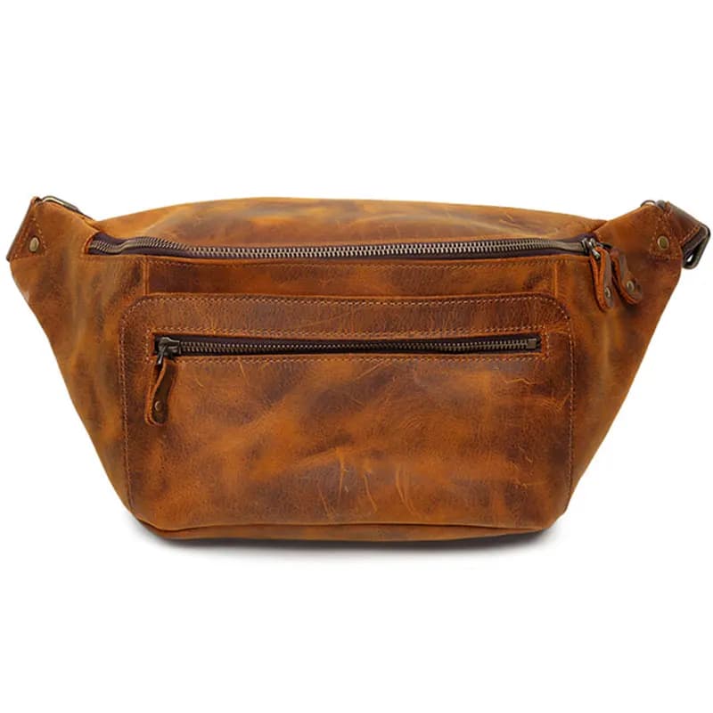 Newsbirds-Sac de poitrine en cuir vintage pour homme, sac de taille, peau de vache naturelle, petit sac décontracté, extérieur, haute qualité
