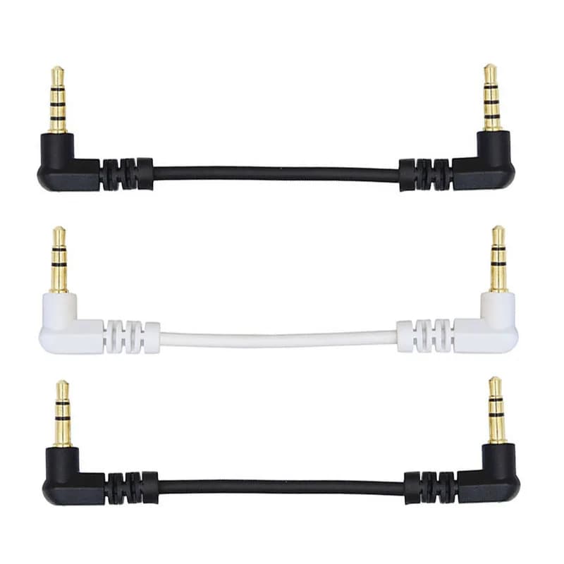 Câble AUX court 10cm 20cm 3.5mm mâle vers câble Audio stéréo 90 degrés deux coudés droits 3/4 pôles or pour câble Audio MP3/MP4 de voiture