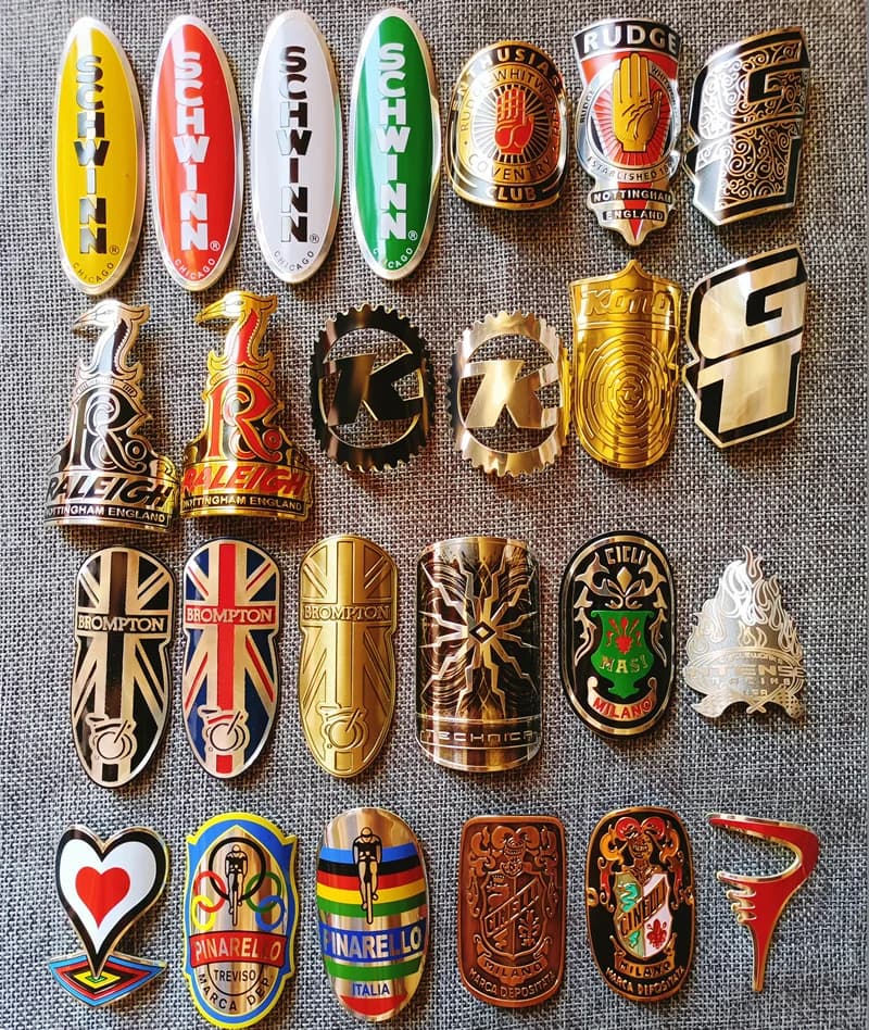 Badge de tête de vélo classique vintage, 2 autocollants en aluminium pour vtt BMX, cadre de vélo pliant, accessoires de cyclisme, emblème