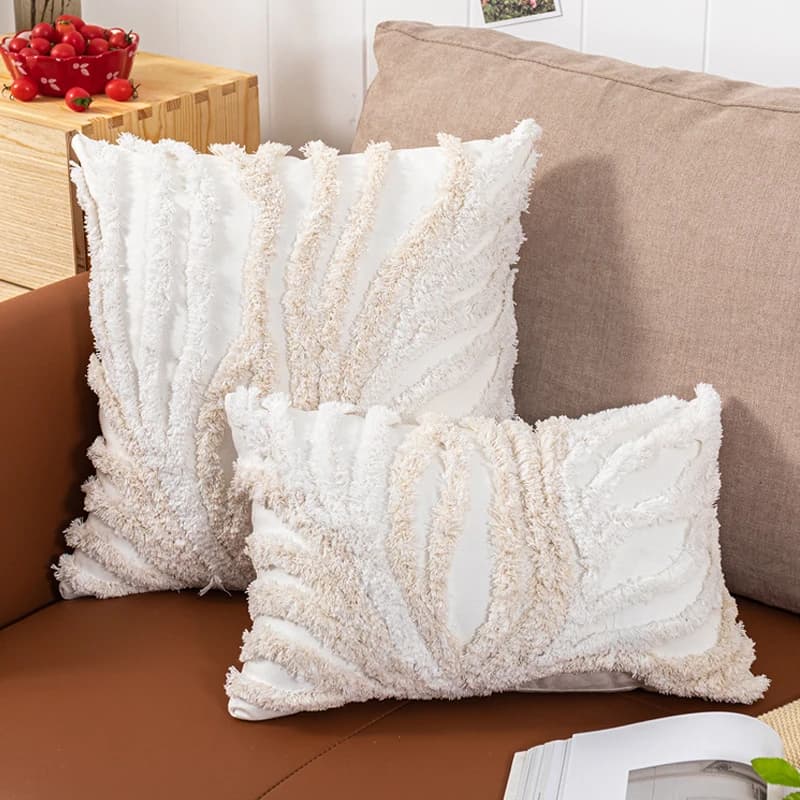 Juste de coussin touffeté beige et gris, décoration d'intérieur, 45x45cm, 30x50cm, canapé-lit, chaise, salon, chambre à coucher