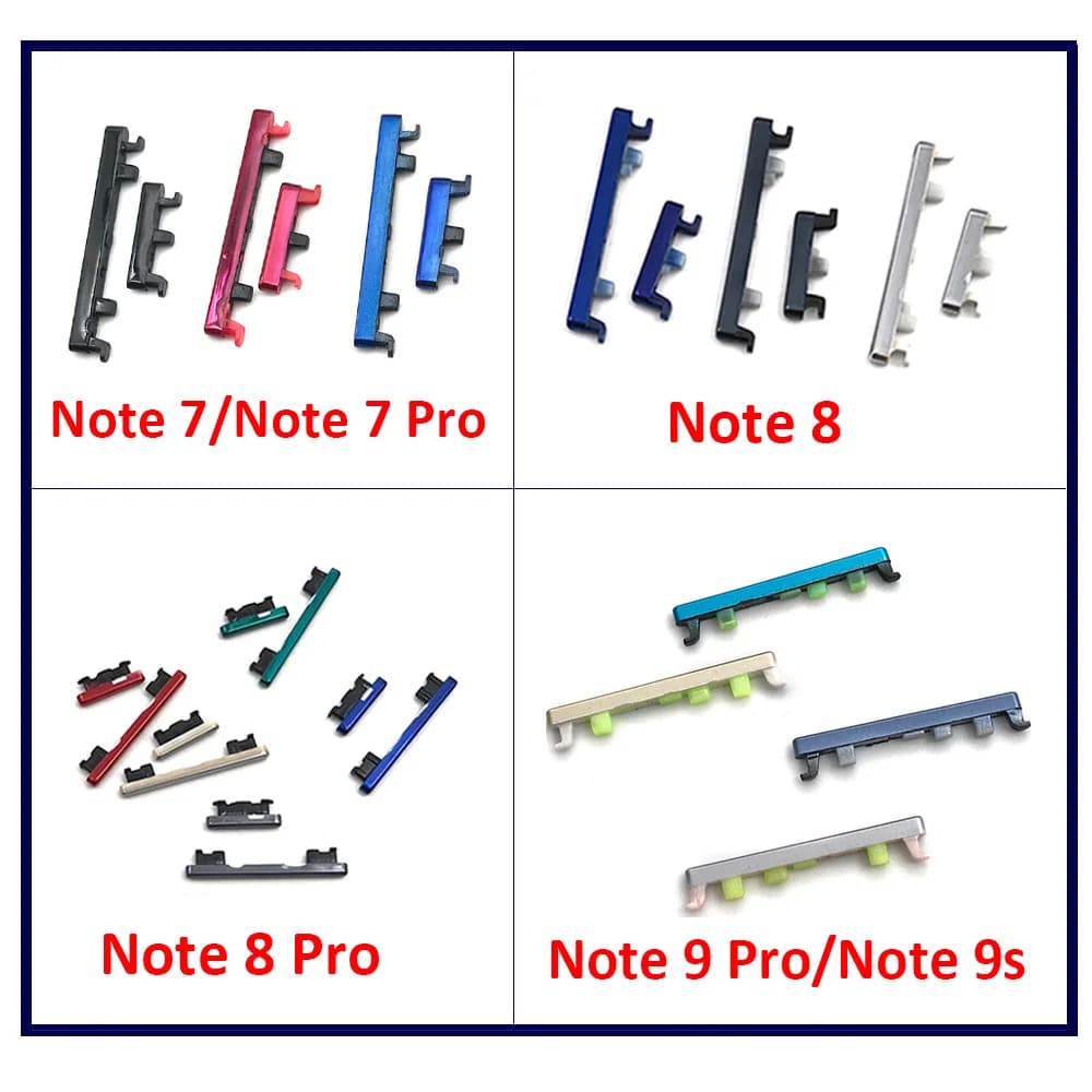 Nouveau bouton d'alimentation de Volume de remplacement, clé latérale pour Xiaomi Redmi Note 7/ 7 Pro Note 8 Note 9 Pro 9S, touches de bouton latéral de Volume d'alimentation