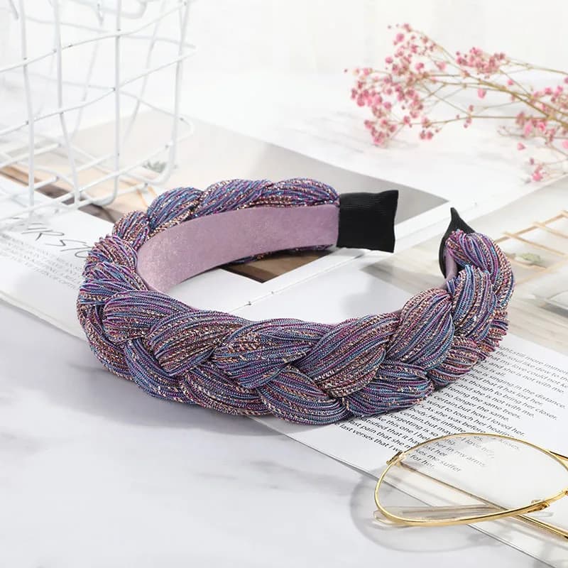 Bandeau tressé en fil d'or pour femmes, bandeau noué en tissu Vintage, Turban torsadé, accessoires pour cheveux, bandeau fixe large, Boho, couvre-chef
