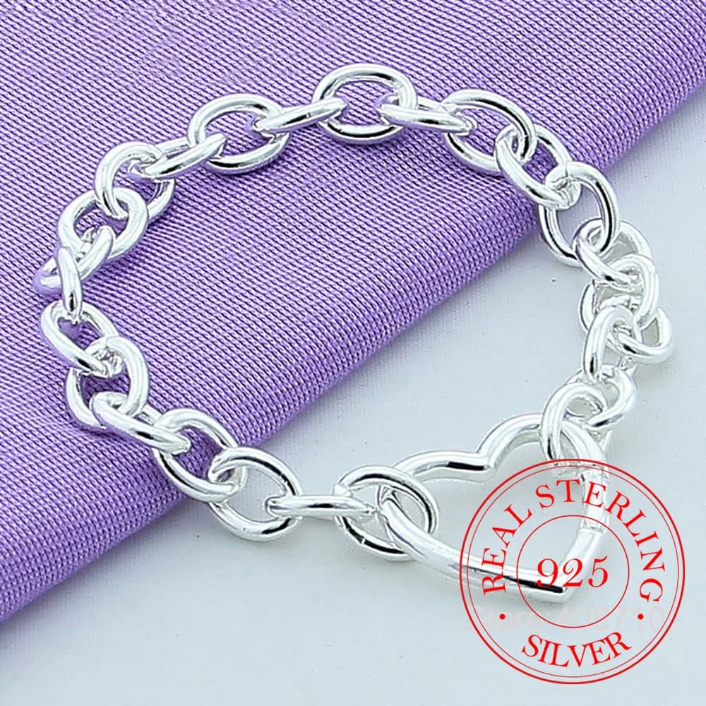 Femmes Bracelets 925 en argent Sterling coeur boucle Bracelet pour femmes Bracelets romantiques argent 925 bijoux