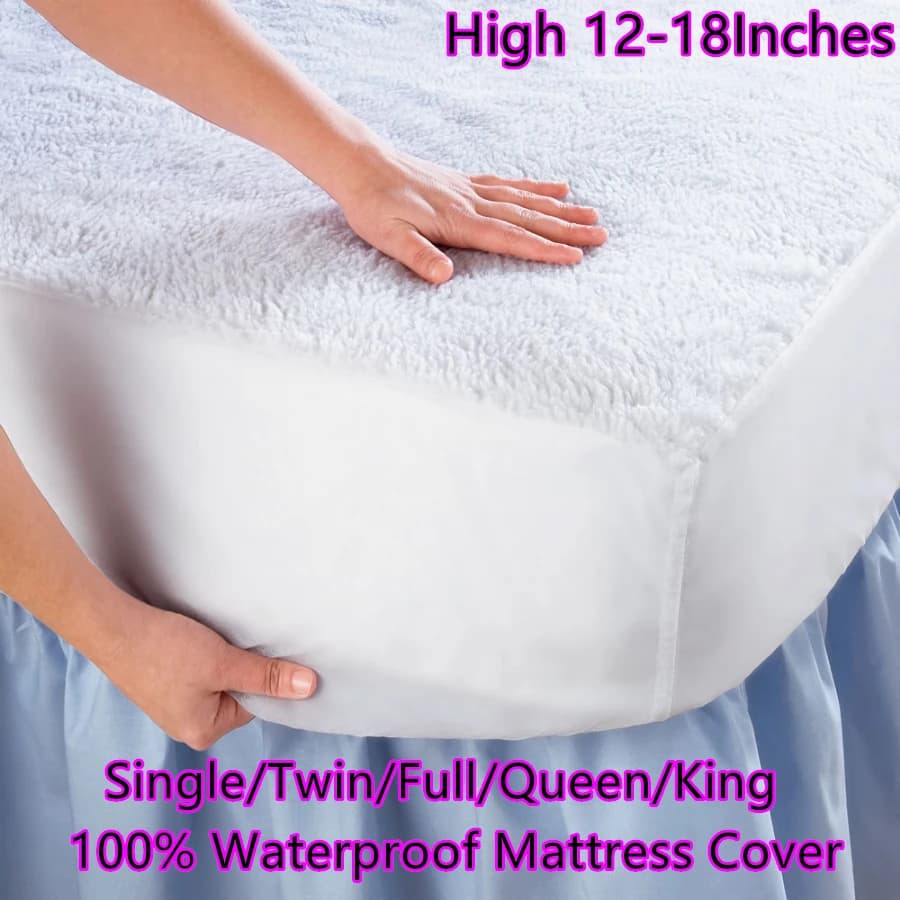 Drap de lit en coton imperméable, drap éponge, housse de matelas, protecteur, couettes élastiques, couvre-lit, 100%