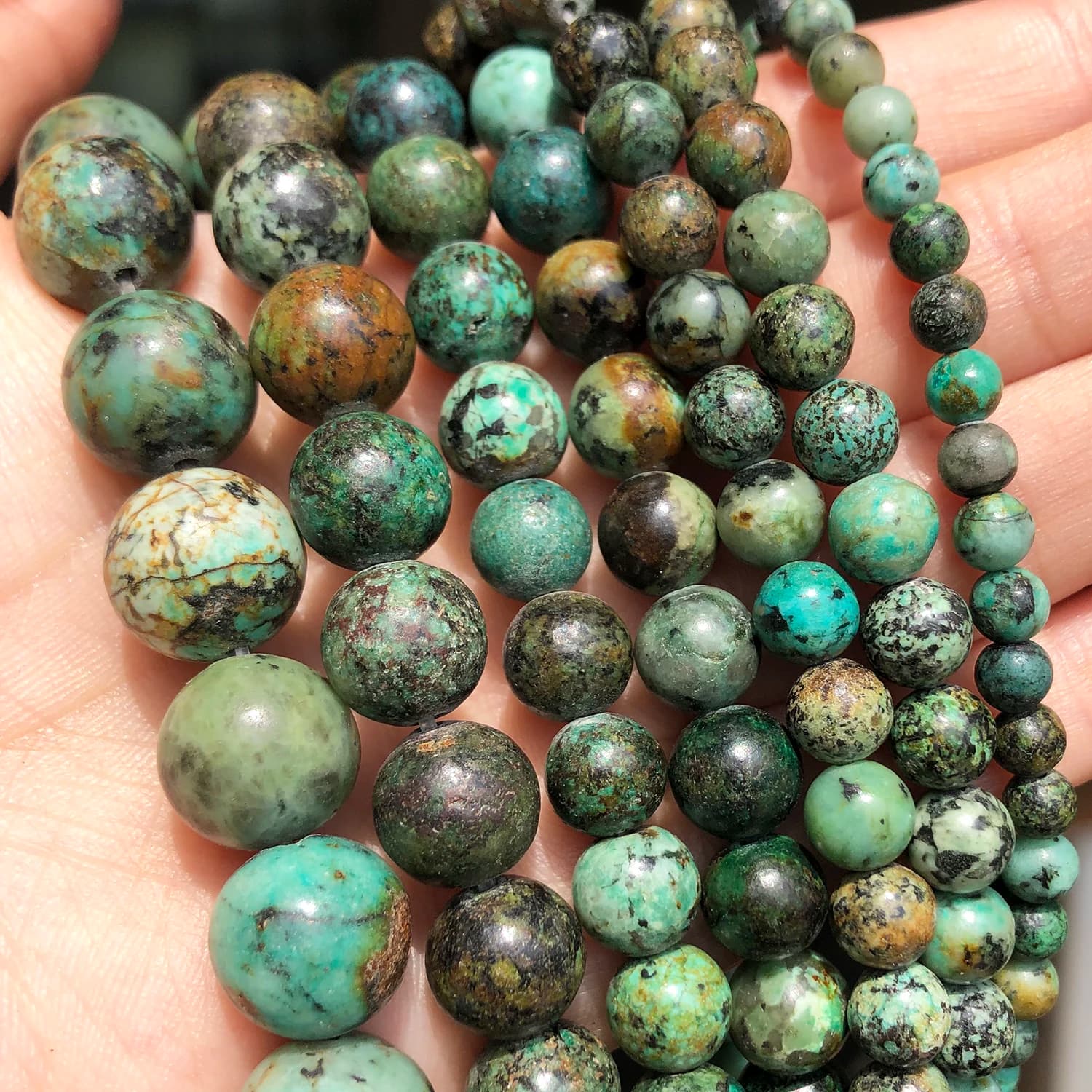 Perles rondes en pierre naturelle Turquoises africaines, amples, 15 pouces, 2 3 4 6 8 10 12mm, pour la fabrication de bijoux, accessoires de collier et de bracelet à bricoler soi-même