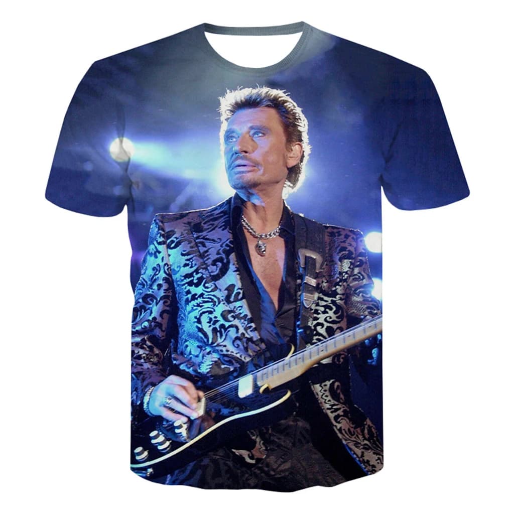 Johnny Hallyday T-shirt imprimé en 3D hommes femmes Hip Hop Streetwear T-shirts surdimensionnés mode Style décontracté T-shirt à manches courtes