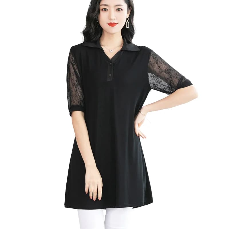 T-shirt en dentelle grande taille pour femme, tunique surdimensionnée, ajouré, Sexy, nouvelle mode, livraison gratuite