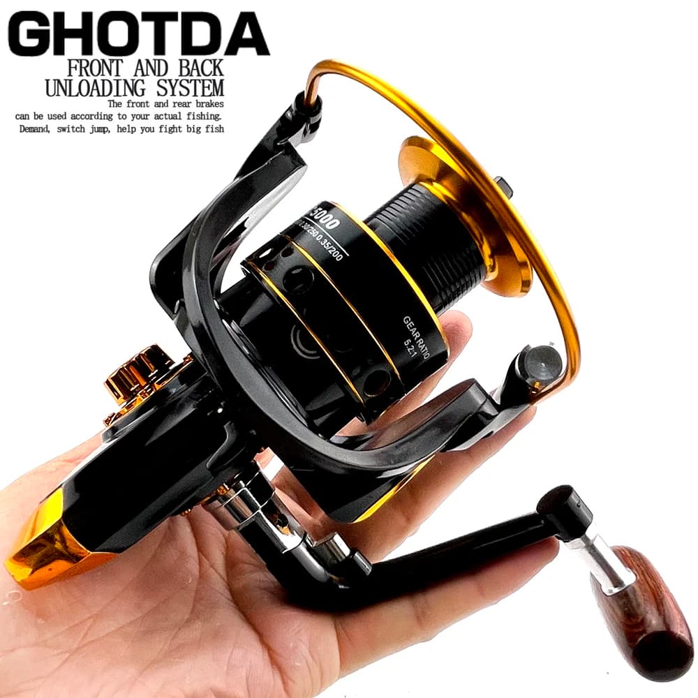 Moulinet de pêche en métal à grande vitesse, moulinet d'eau salée, bobine de filature, traînée maximale de 12kg, 1000: 1, 7000-5.2