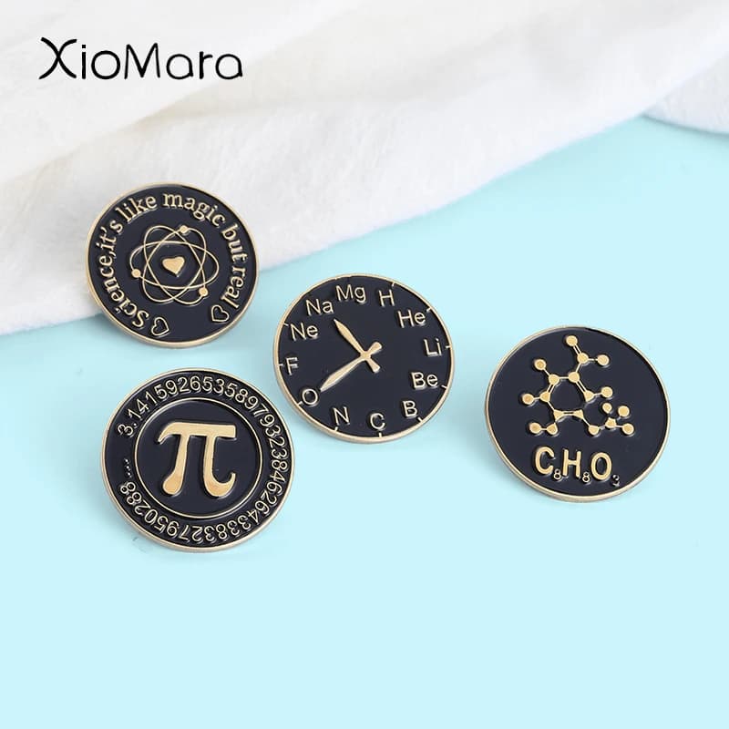 Science émail broche élément horloges magique mathématiques Pi Badges broches sac sac à dos accessoires cadeaux pour étudiant enseignant