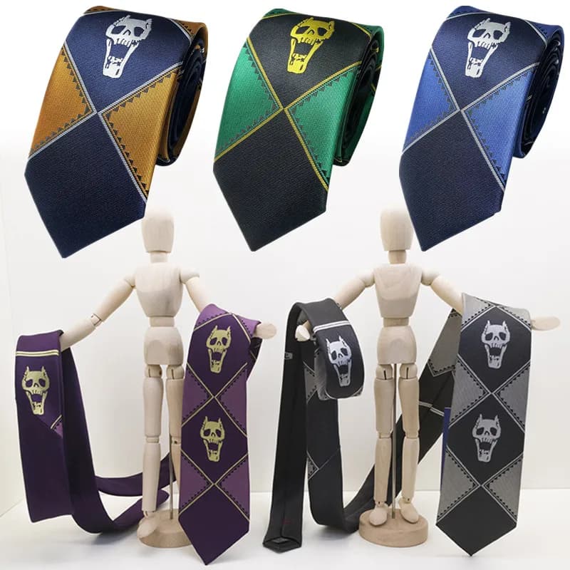 JoJo Kira Yoshikage cravate Cosplay Costume cravate tueur reine crâne cou ciel porte cravate
