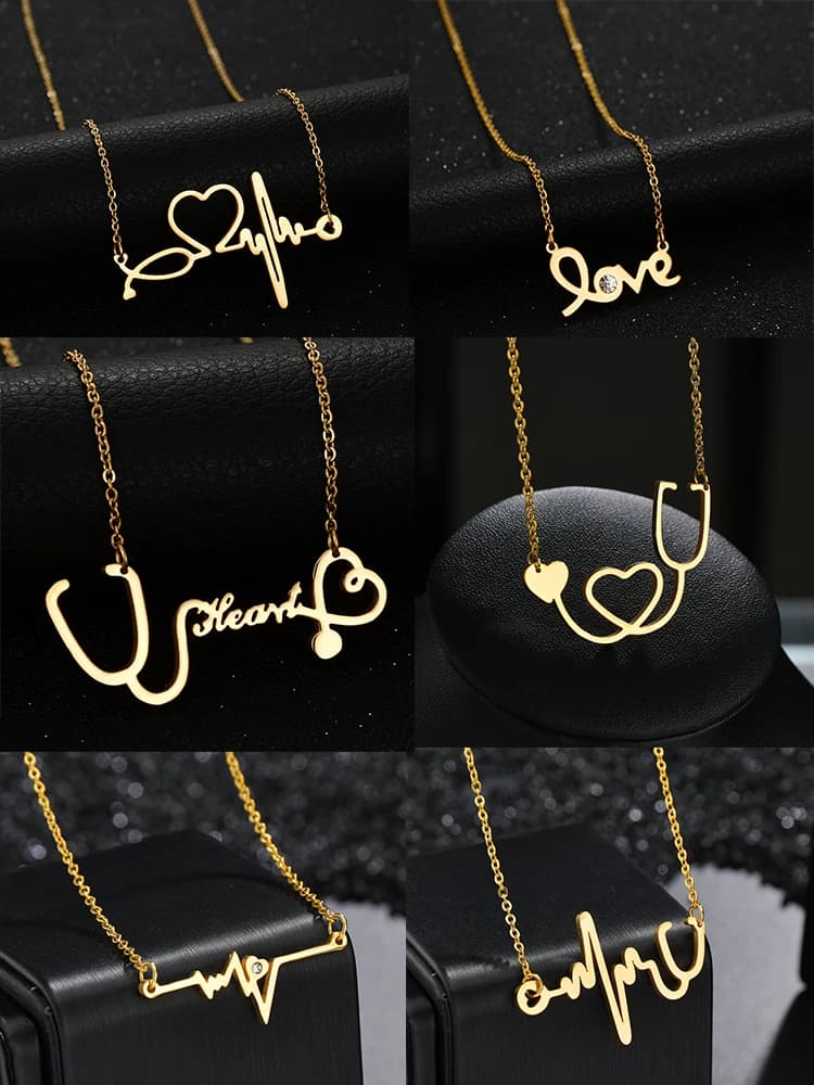 Sifisrri – collier avec pendentif en acier inoxydable pour femme, bijou de couleur or, avec battement de cœur, amour, cadeau de saint-valentin