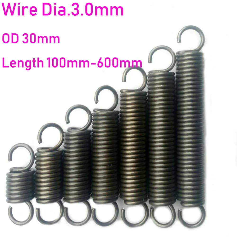 Ressorts d'extension de Tension, 1 pièce, diamètre de fil 3.0mm, longueur 100/120/140/160/180/200/220-600mm, diamètre de sortie 30mm