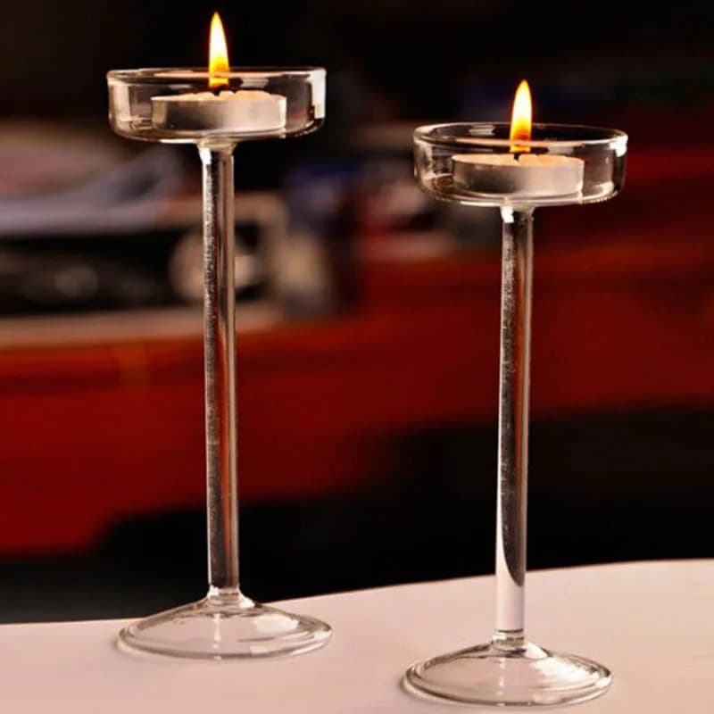 Bougeoir européen haut en verre, centre de Table de mariage, support en cristal, réglage de dîner, décoration de dîner romantique
