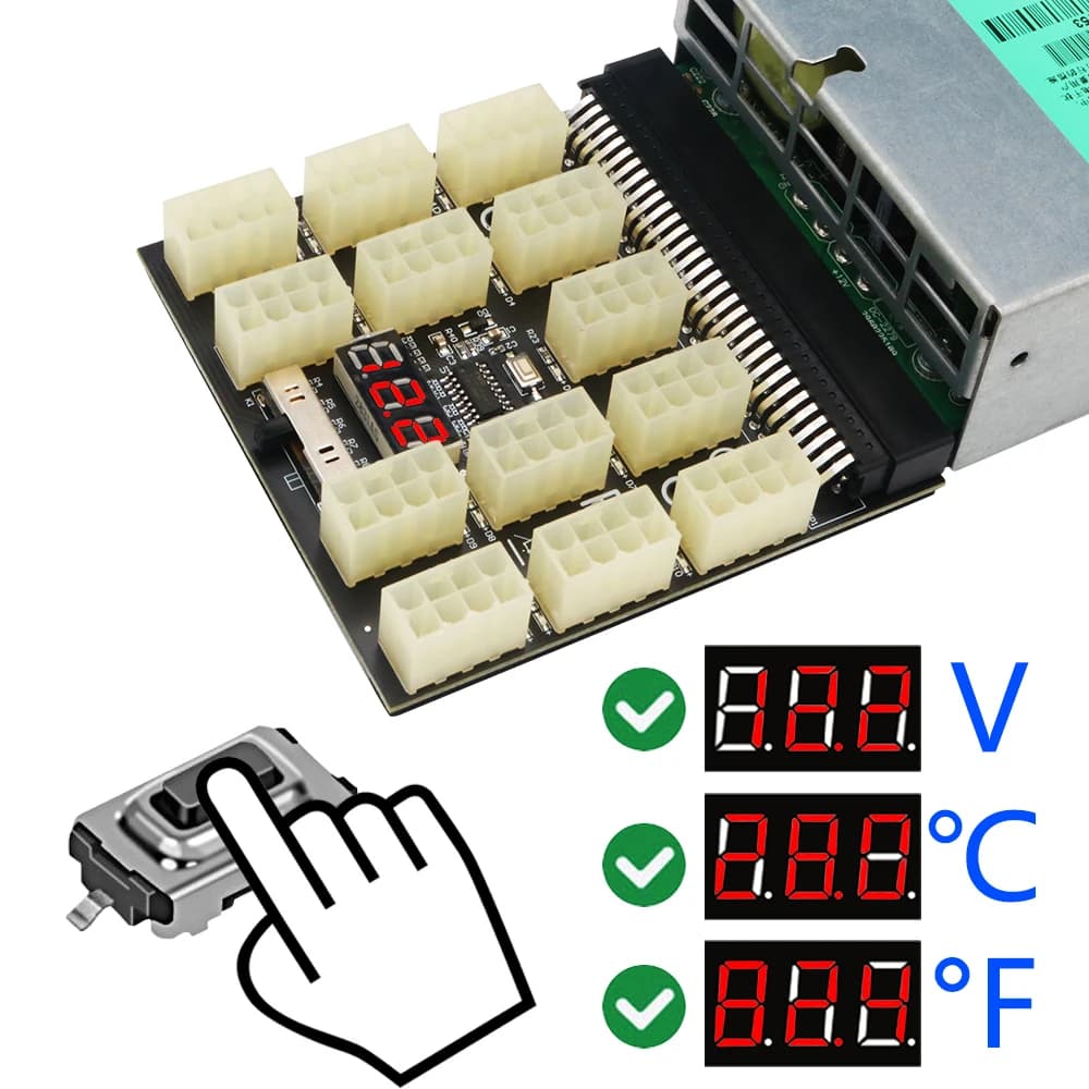 Carte d'alimentation 12V 13x ATX 8 broches, adaptateur d'alimentation, pour HP 1200W 750W PSU Server GPU BTC Bitcoin Miner