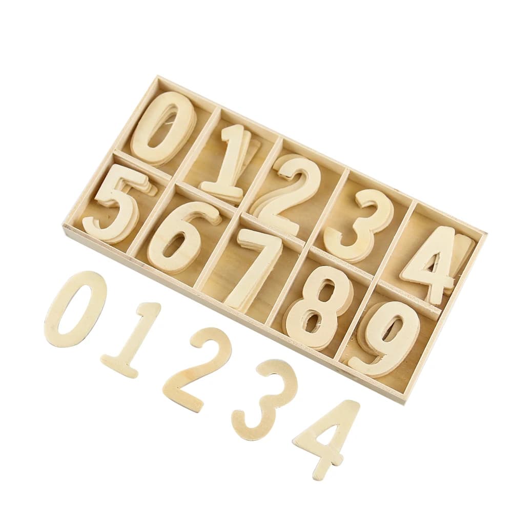 Numéros en bois, embellissements numériques pour bricolage, Scrapbooking, affichage d'artisanat, maison, mariage, fête d'anniversaire, outil de décoration de gâteau, 50 pièces