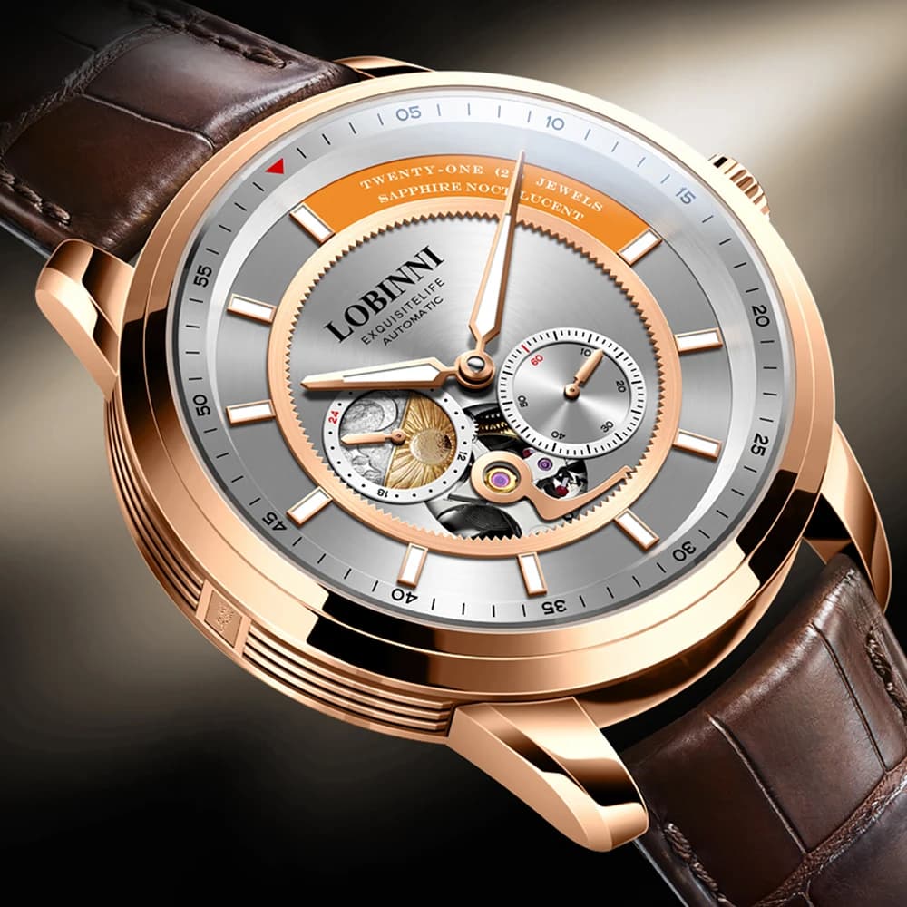 Montre automatique LOBINNI pour homme, mécanique, pour homme, montre de poignet, business, étanche 50m, mouvement MIYOTA 82S7