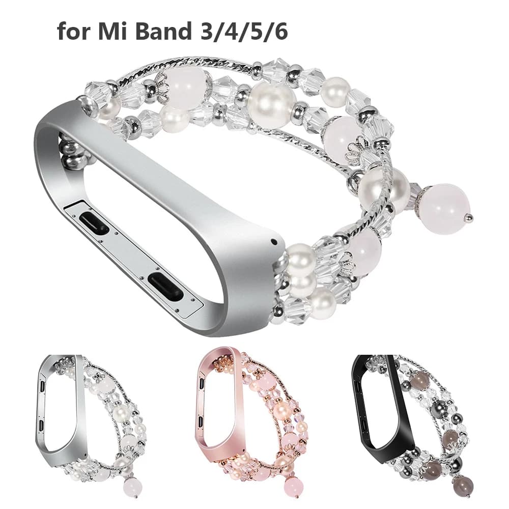 Mi Band 8/9/10 bijoux Bracelet extensible pour Xiaomi Mi Band 7 4 5 6 perles Bracelet intelligent sangle femmes mode Bracelet boucle