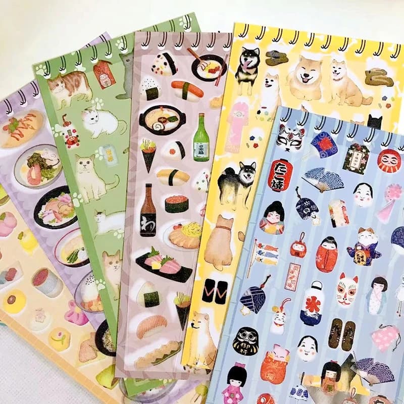 Autocollants Scrapbooking de Style japonais, aliments Shiba Inu, motif d'art traditionnel, décoration pour Journal indésirable, matériel en papier, DIY bricolage, 2021
