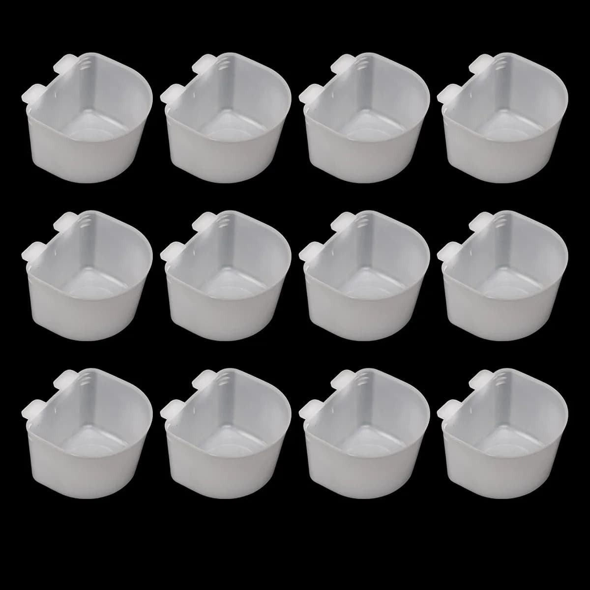 Bol d'eau pour perroquets, caille, abreuvoir pour oiseaux, pratique, tasse de nourriture, bol pour petit mangeoire pour oiseaux, Clip d'eau, 12 pièces