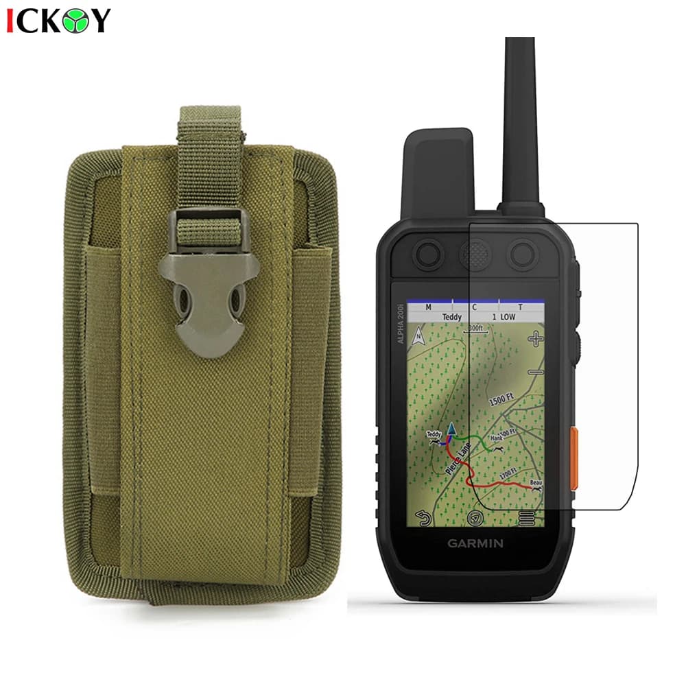 Étui de poche Portable tactique militaire + Film de protection d'écran pour GPS portatif Garmin Alpha 200i 300i 200 300 Alpha200i