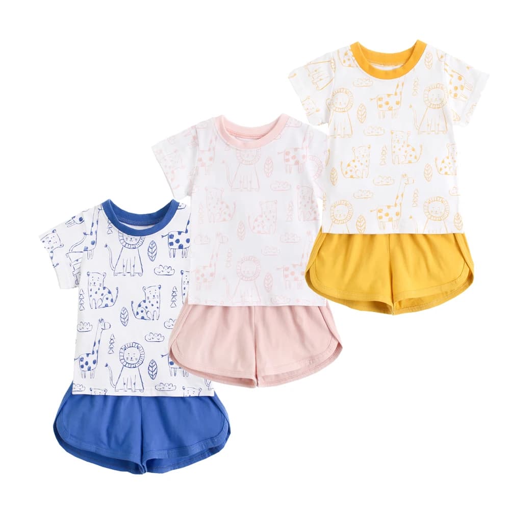 Sanlutoz – ensemble de vêtements en coton pour garçons et filles, chemises à manches courtes + Shorts décontractés, Animal mignon unisexe