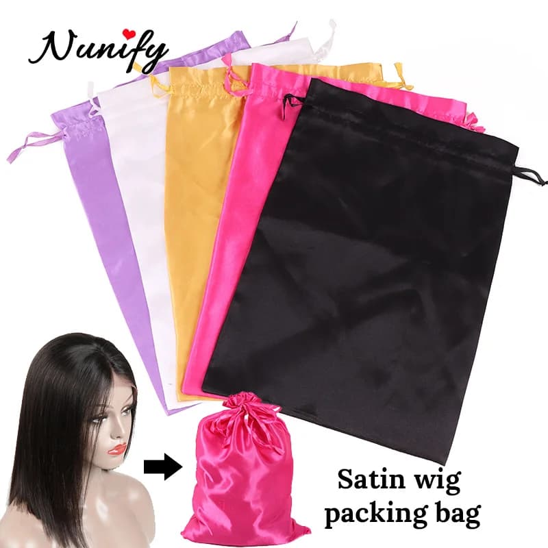 Sacs d'emballage d'extensions de cheveux vierges, sac de perruque en satin de proximité, collection Dahify, système personnalisé