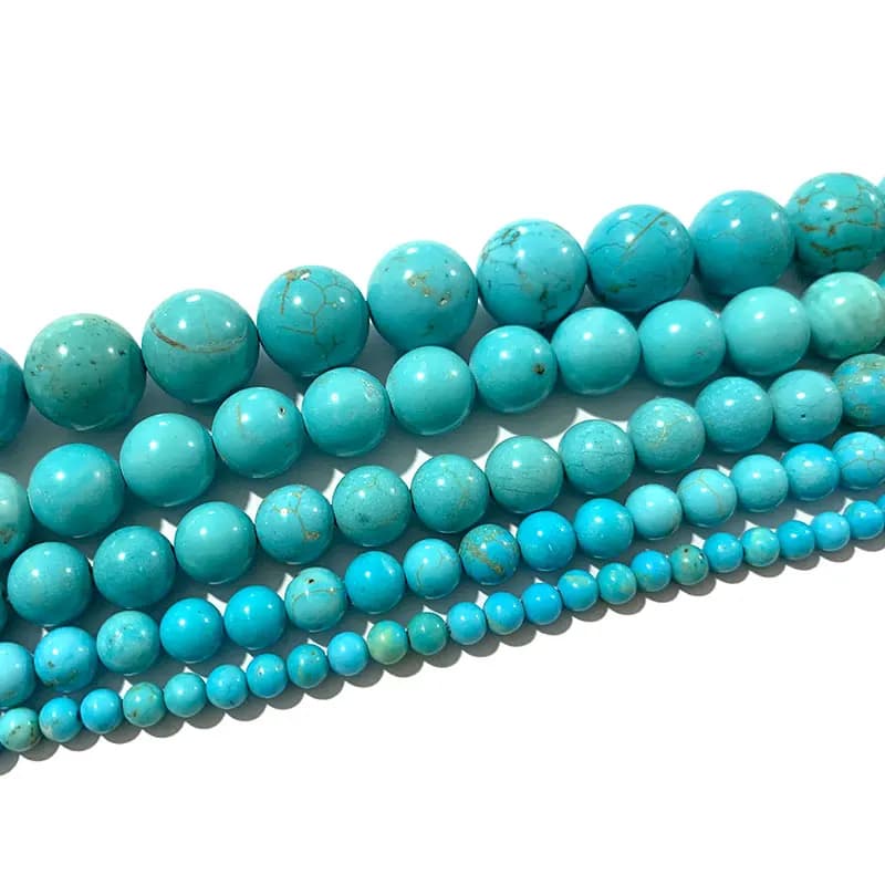 Perles fines en pierre naturelle AAA, rondes et amples, bleu Turquoise, pour la fabrication de bijoux, bracelets, colliers, boucles d'oreilles, 4/6/8/10/12MM
