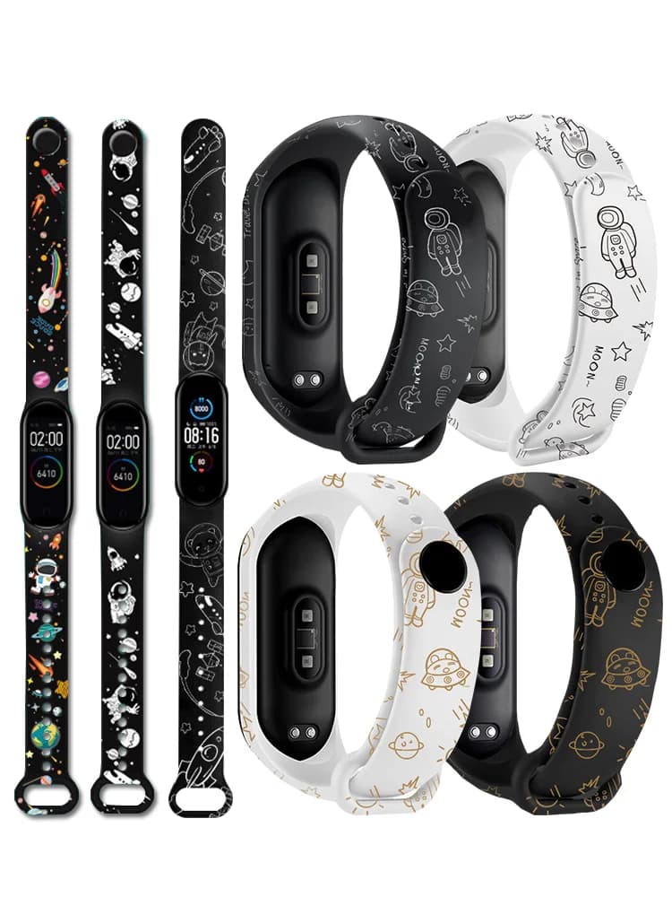 Bracelet de rechange pour Xiaomi Mi Band 6 5 4 3, en Silicone souple, imprimé à la mode
