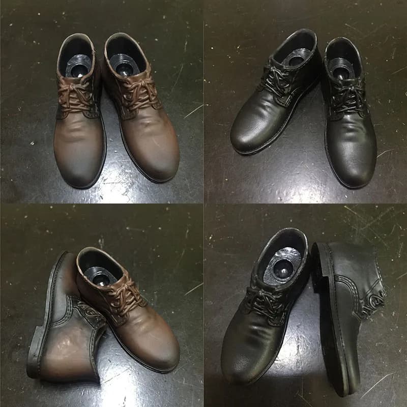 Chaussures en cuir pour hommes, modèle de bottes supérieures hautes noires et brunes, adaptées aux pieds détachables de 12 pouces, corps de poupée, 1/6