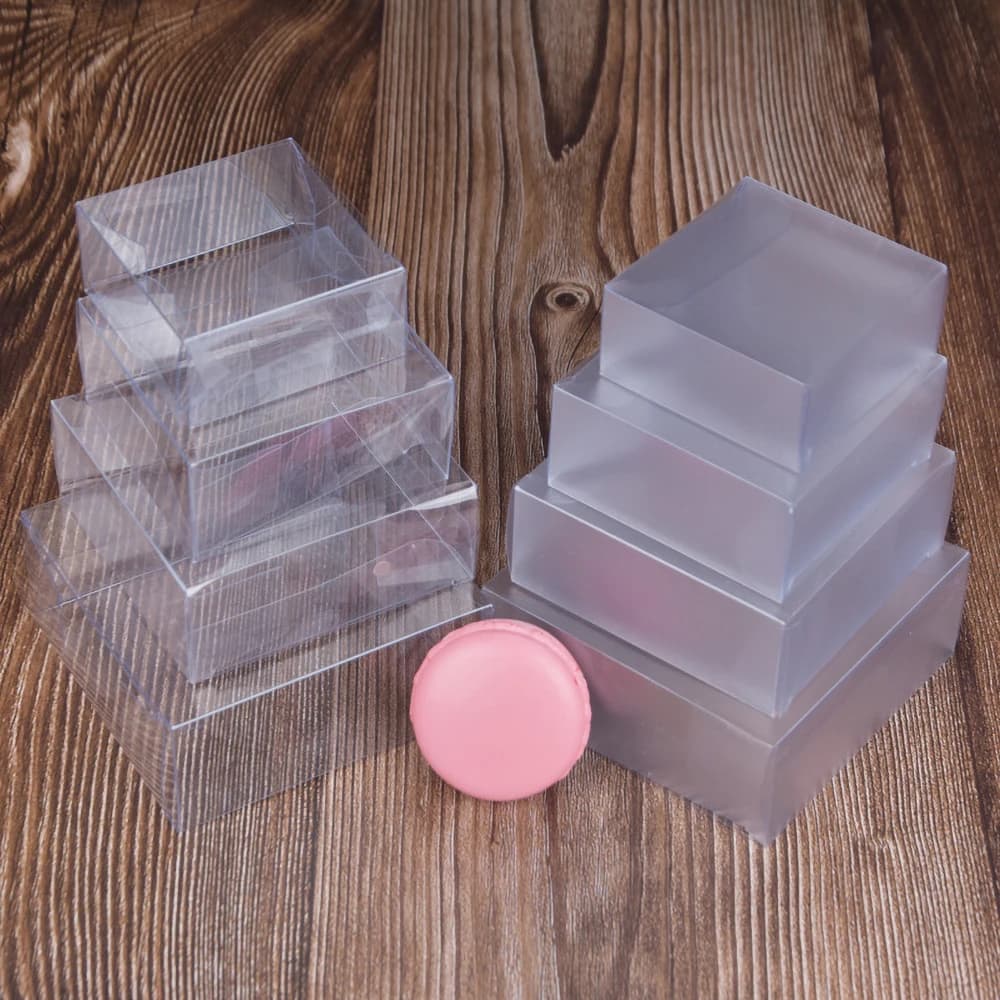 Boîtes en plastique transparentes faites à la main pour cadeaux, emballage de macaron Regina, boîte à bonbons, faveur de fête de mariage, 256 PVC, 50 pièces