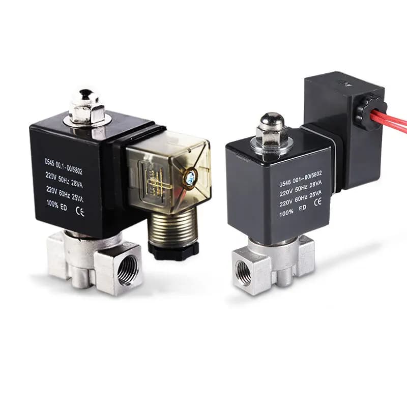 Vanne solénoïde en acier inoxydable pour huile et acide, 1/8'', 1/4'', 3/8'', 16 bars, normalement fermée, 220V, 12V, 24V pour moteur à combustion