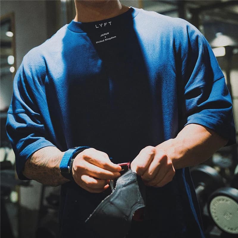 JAPON & UK coton chemise de Sport Sport t-shirt hommes à manches courtes chemise de course hommes entraînement t-shirts Fitness ample grande taille M-XXXL