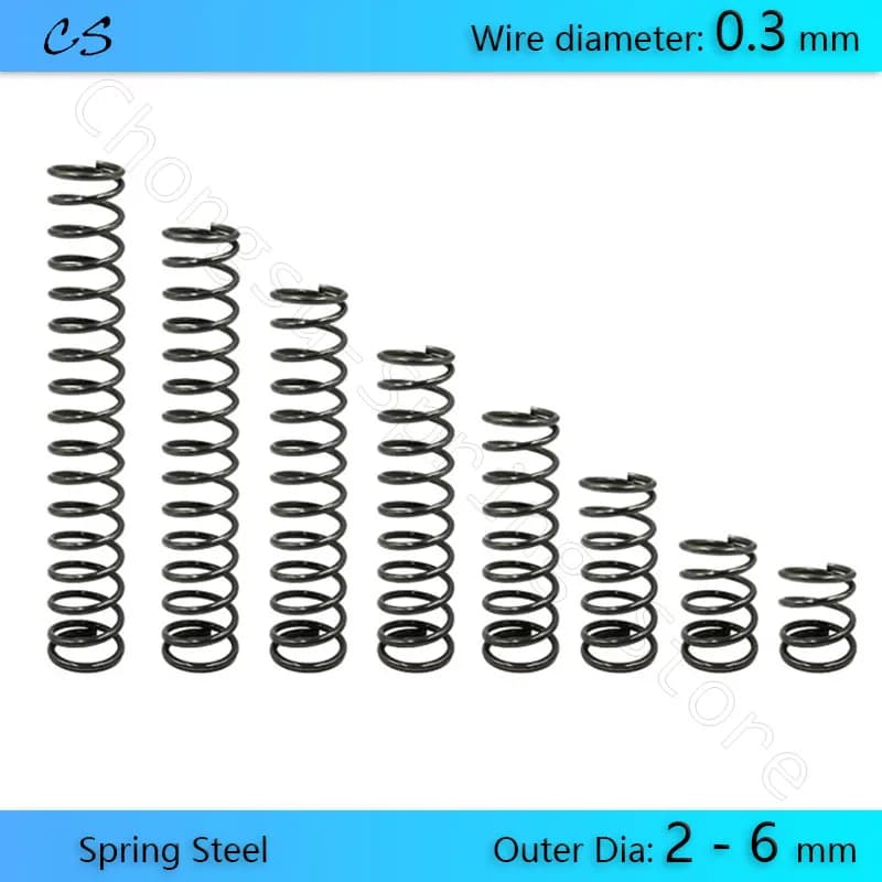 10 pièces 0.3mm ressorts de Compression fil de ressort de pression Dia 0.3mm diamètre extérieur 2 2.5 3 4 5 6mm longueur 5 10 15 20 25 30 35 40 - 50 m