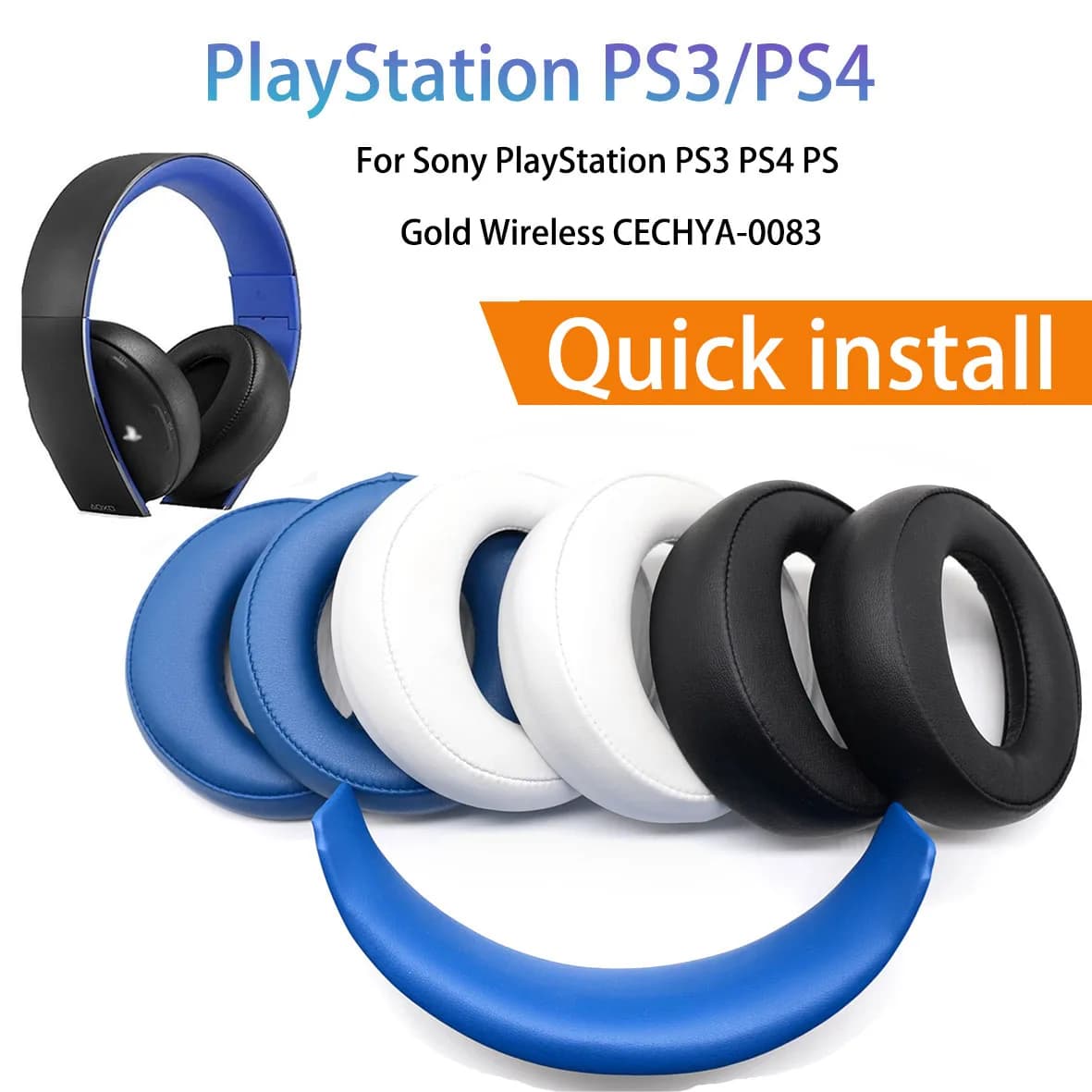 Oreillettes avec bandeau pour Sony PlayStation PS3 PS4 PS, oreillettes sans fil, couleur or, stéréo 7.1, nouveau