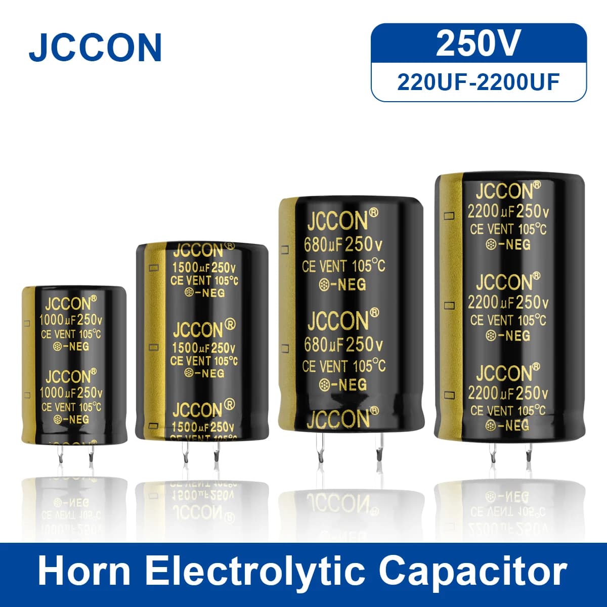 Condensateur électrolytique Audio JCCON, 250V, 220UF, 330UF, 470UF, 680UF, 1000UF, pour amplificateur Audio Hifi, haute fréquence, basse ESR, 2 pièces