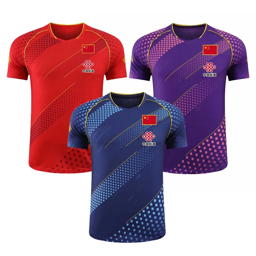 CHHR-Maillot de tennis de table pour homme, femme et enfant, chemise de ping-pong, kit de vêtements de football